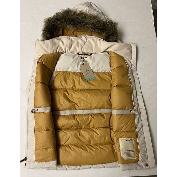 PrAna Puffer Vest Women's Large Banajaara Hooded Down Pebble Grey Heather - Picture 6 of 11